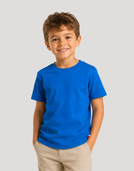 T-shirt enfant coton bio personnalisable Made in France Bleu royal